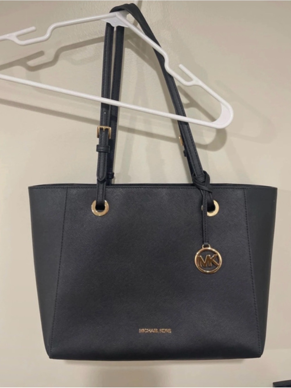 Michael Kors Black Saffiano Laptop Tote with Gold Hardware